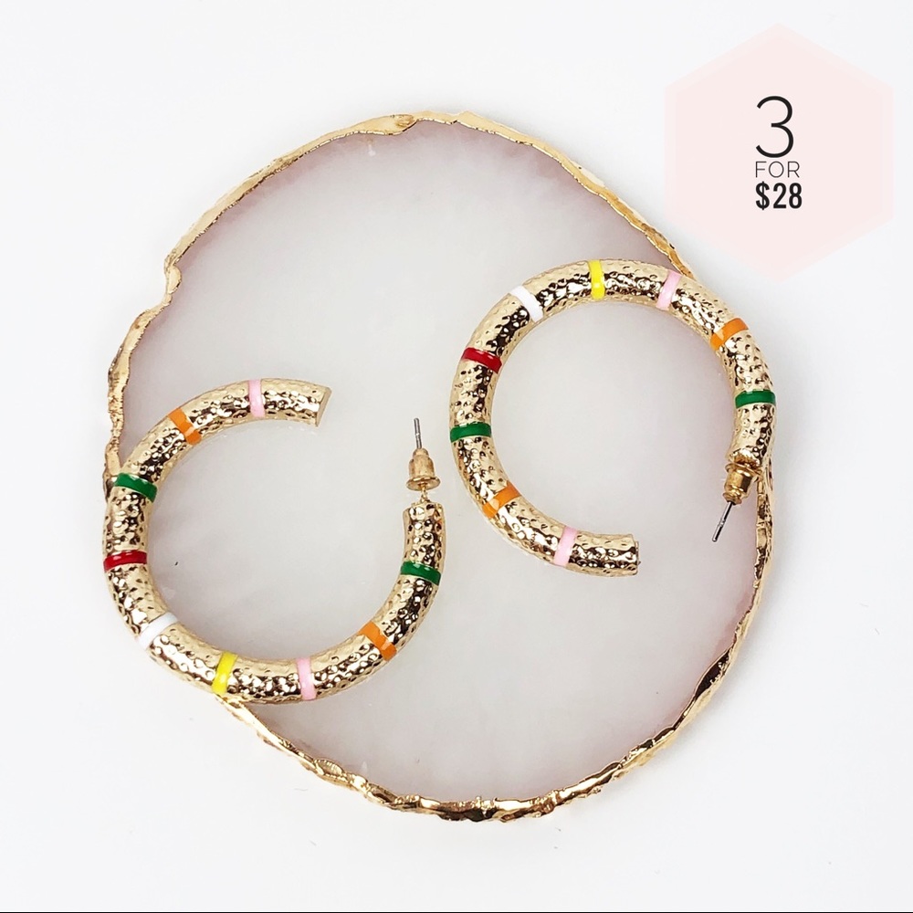 Gold multicolor hoop earrings